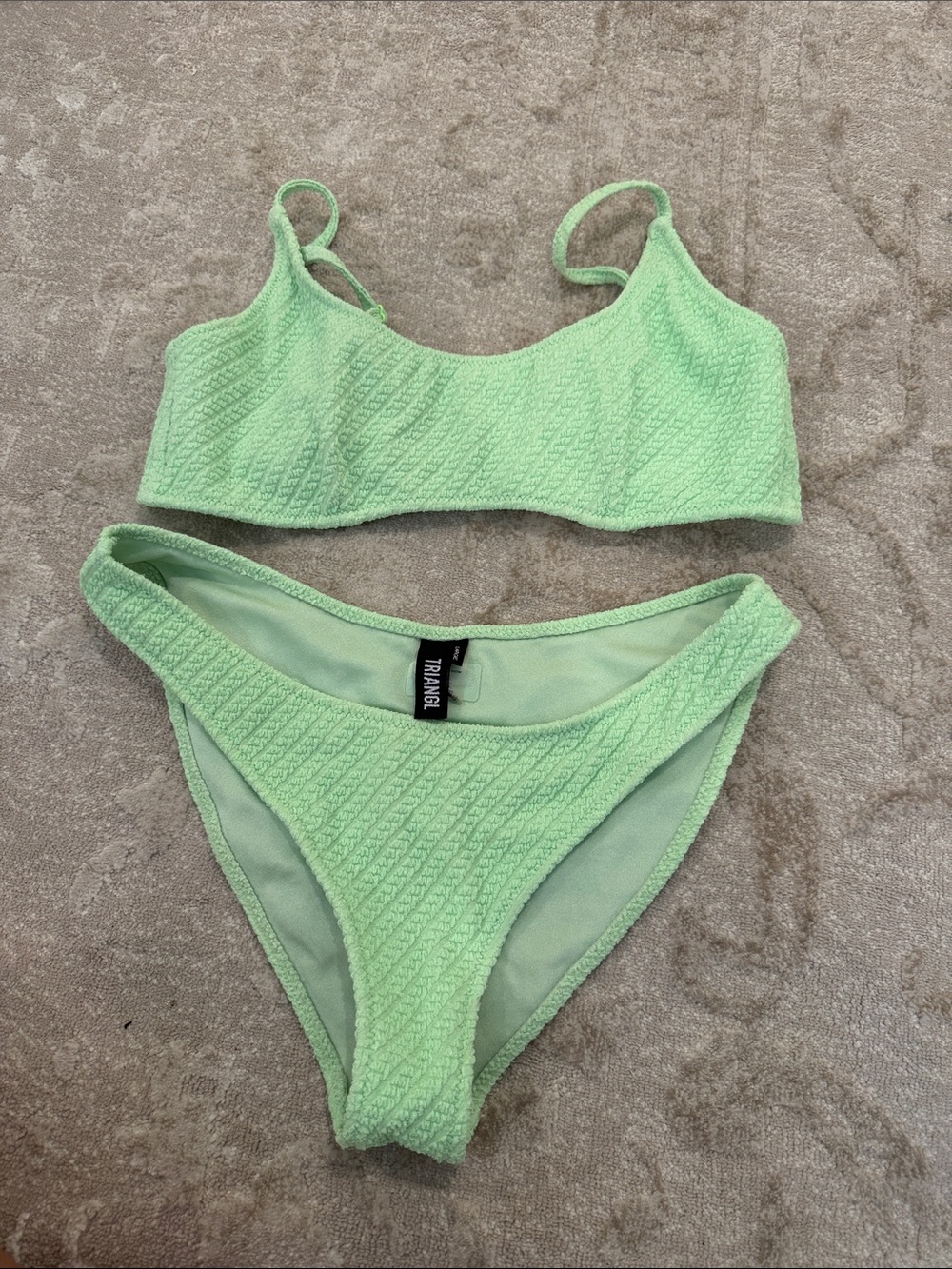 triangl swimwear Pastel Mint Ribbed Bikini Set